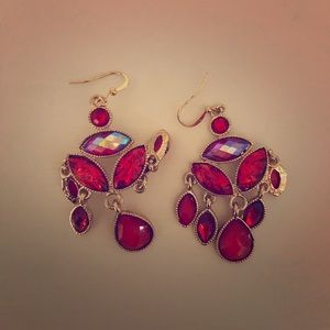 Red and gold jeweled earrings